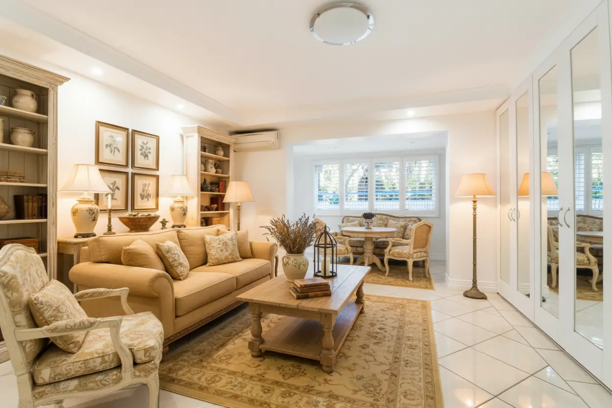 Living room with modern furniture - AI furnished example